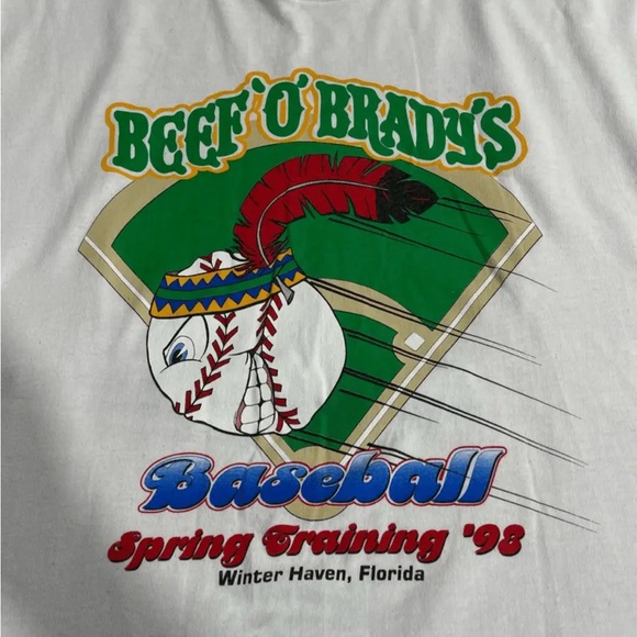 Hanes Vintage Men's White Beef O Brady's Baseball Spring Training T-shirt Large - Picture 4 of 11